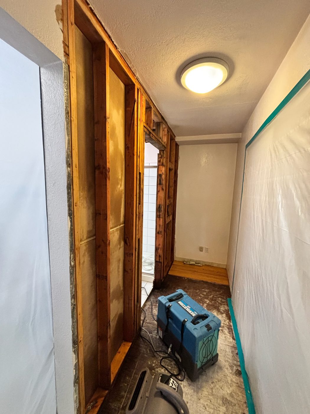 All Action Water Damage drying equipment on a job